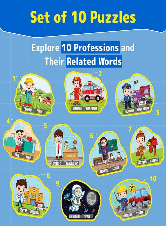 Funtad Kids Puzzleup Learn Professions,10-In-1 Entry Level Puzzle,45 Big Size Jigsaw Pieces,Montessori Educational Toy To Improve Memory & Unlock New Words,Gift For Boys & Girls Age 3,4 & 5 Yrs - Image 3